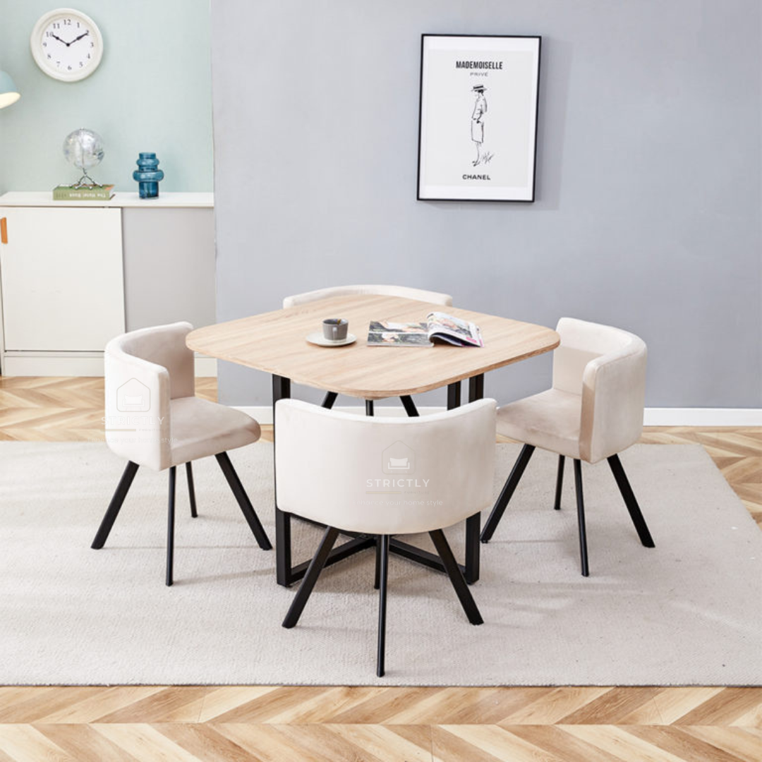 COMPACT DINING TABLE 4 CHAIR SET
